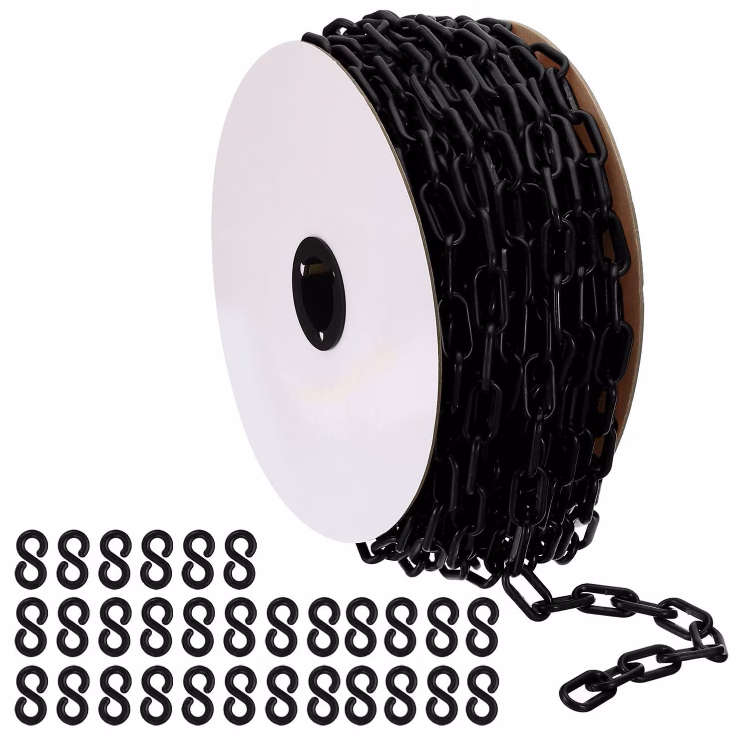 Catena in plastica, lunghezza 120 metri, diametro 6 mm, colore nero, ideale per delimitazioni e decorazioni