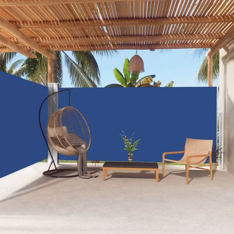 The Living Store Tenda laterale estensibile blu 180x600 cm