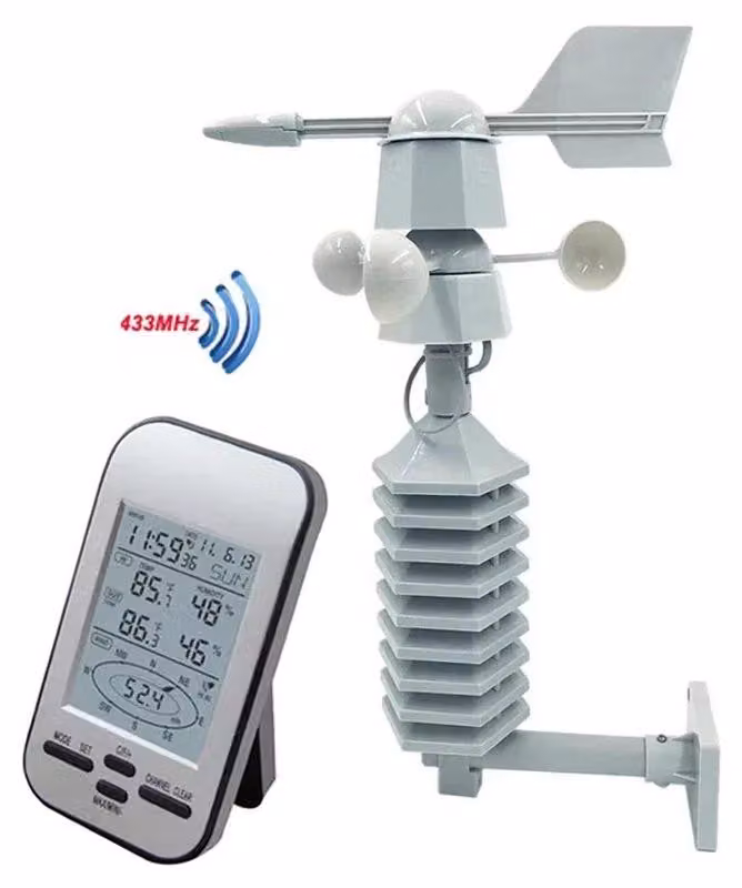 Misuratore di vento – Stazione meteorologica – Anemometro – Temperatura interna ed esterna – Wireless – Display digitale – Umidità