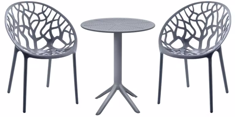 Set di mobili da giardino Hoscana - Tavolo con 2 sedie da giardino | Colore: Antracite | Dimensioni: 70x70x80 cm