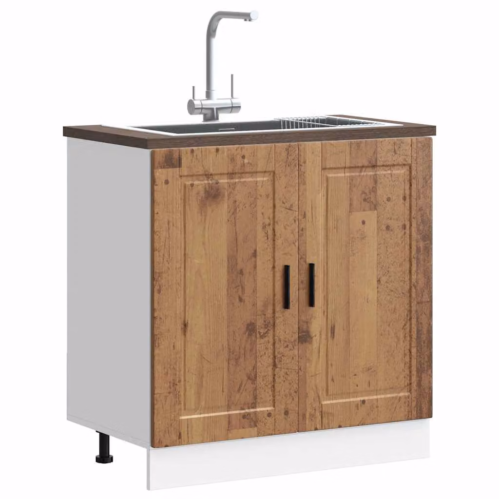 Base lavello mobile vidaXL in legno color marrone con ante a battente, L: 80 cm, P: 46 cm, H: 81,5 cm