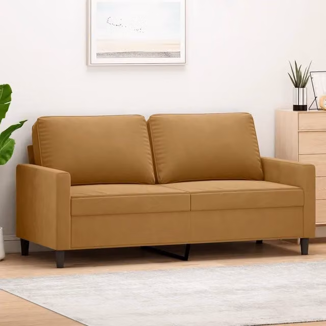 Divano a 2 Posti-Sofa 2 Posti Marrone 140 cm in Velluto 731904
