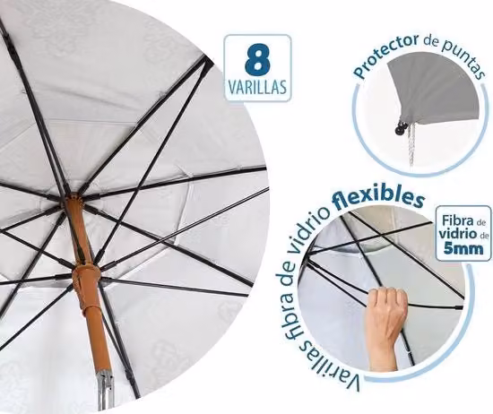 Parasole per spiaggia Ø 180 cm in alluminio modello con UPF 50+ - Grigio scuro