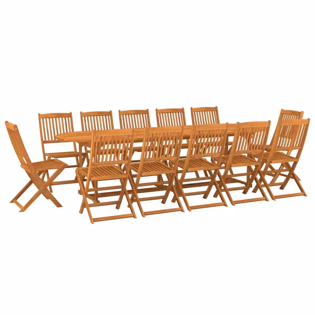 Set da pranzo da giardino vidaXL in legno di acacia massello marrone, 13 pezzi, L: 280 cm, P: 90 cm, H: 75 cm – 2