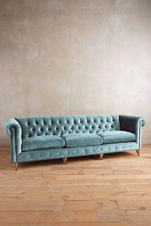 Chesterfield 3 Sitzer Sofa Couch Leder Samt Garnitur Polster Sitz