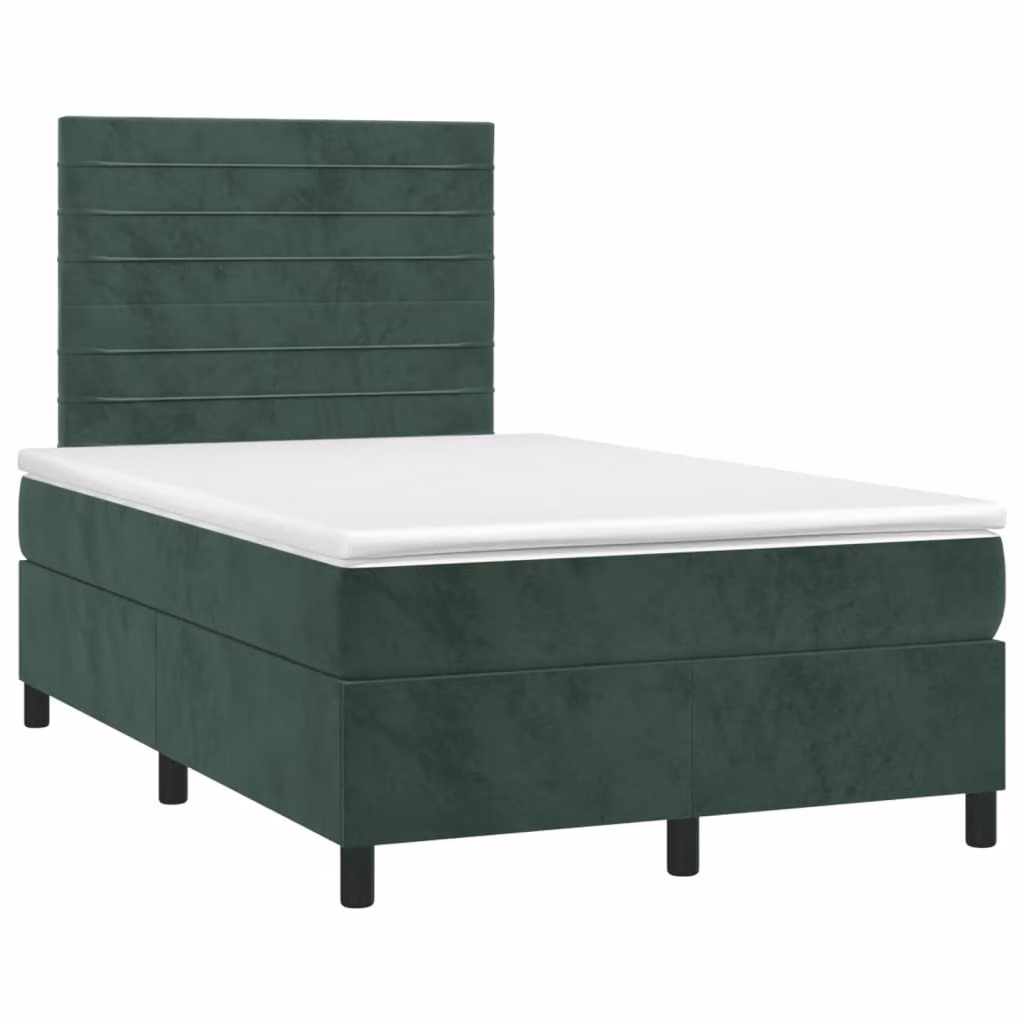 Maison Exclusive - Letto boxspring con materasso e LED verde scuro 120x190 cm velluto