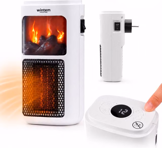 Stufetta Elettrica da Parete Wintem 400W Bianca in Ceramica e Plastica con Temperatura Regolabile