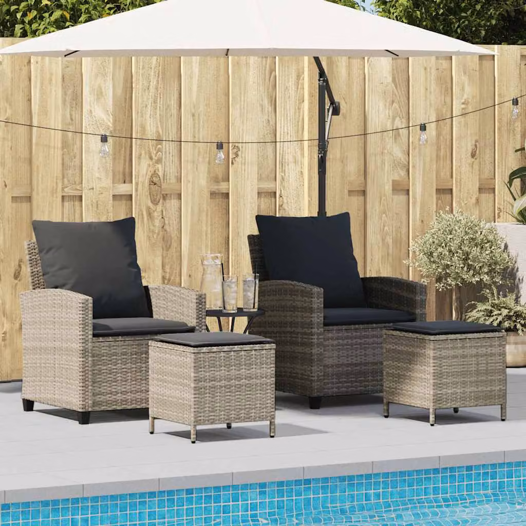 Set Divano da Giardino vidaXL 4 Pezzi con Cuscini Grigio Moderno in Polyrattan e Metallo