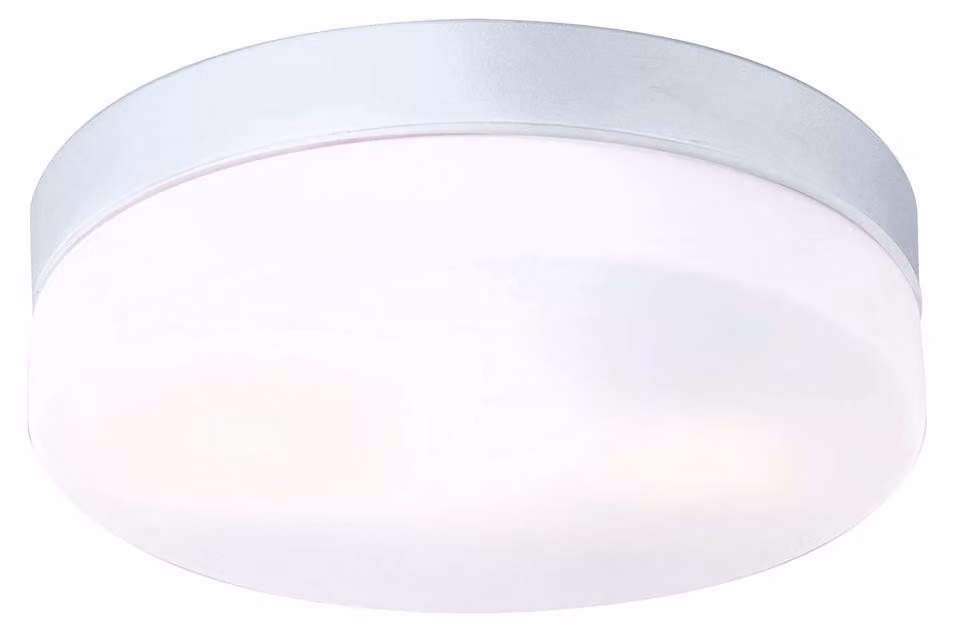 Plafoniera, balcone, IP44, argento, 2 fiamme, P 24cm