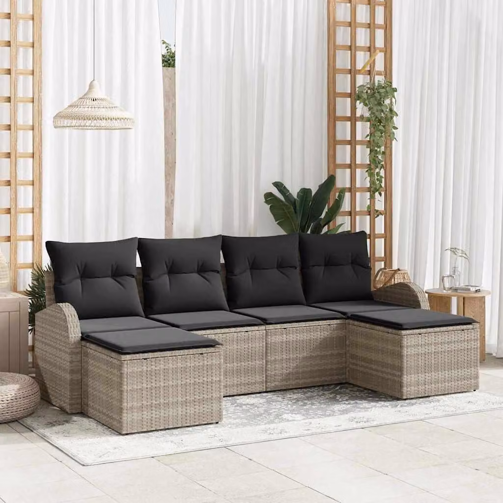 Maison Exclusive - Set da giardino composto da 6 pezzi. Colore: grigio chiaro. Materiale: rattan sintetico