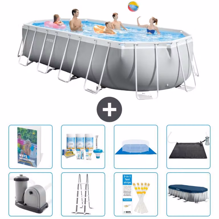Piscina ovale con struttura Prisma - 610x305x122 cm - 7 pezzi - Modello S632