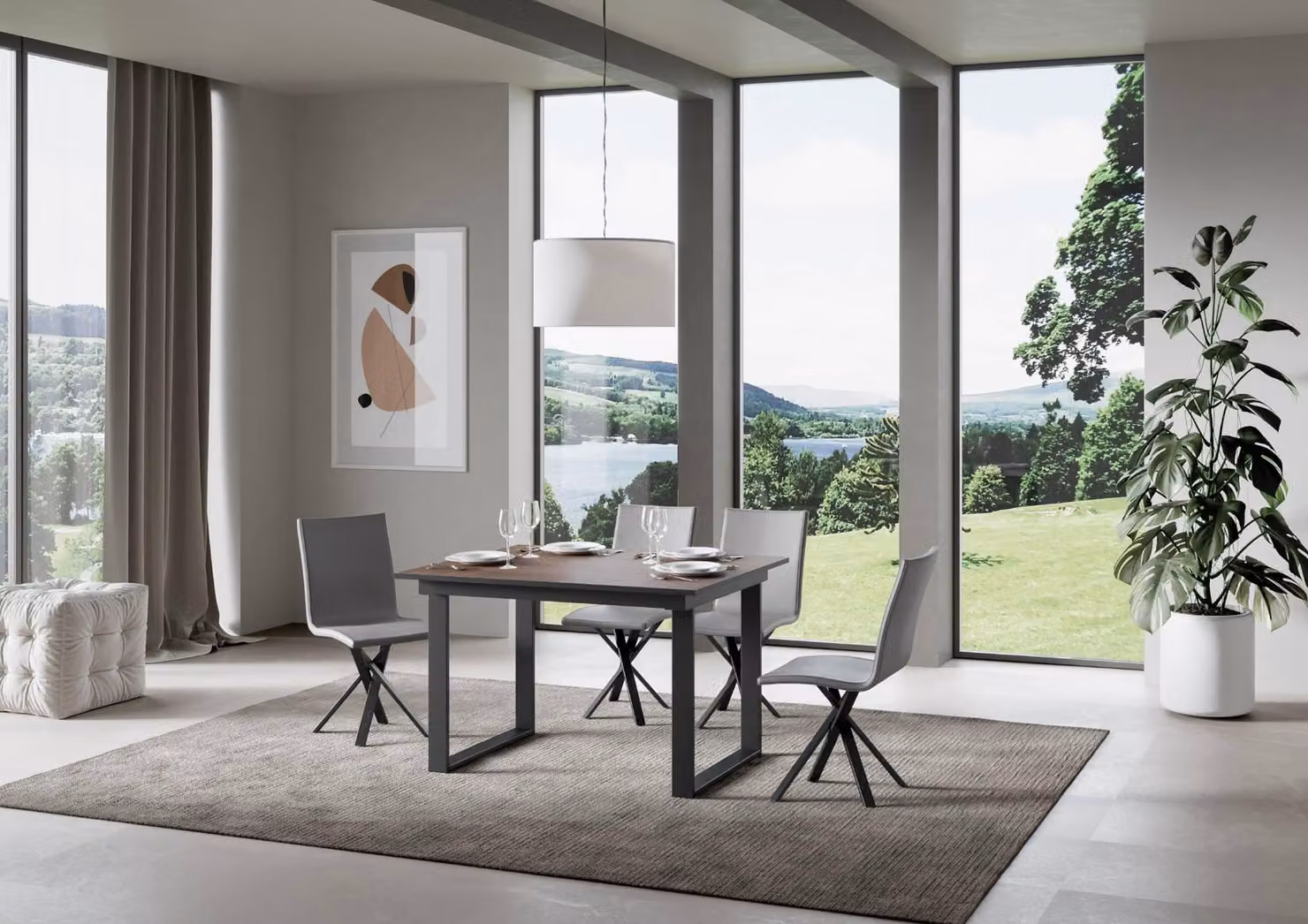 ITAMOBY - Tavolo allungabile 120/180x90 cm Bandos noce telaio e gambe antracite