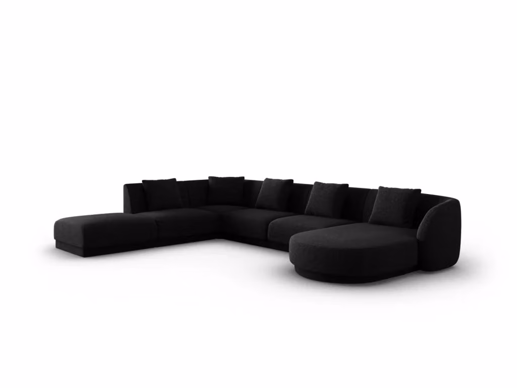 Divano panoramico sinistro Tulum Cosmopolitan Design a 6 posti in ciniglia nero L 330 x P 181 x H 70 cm – 2