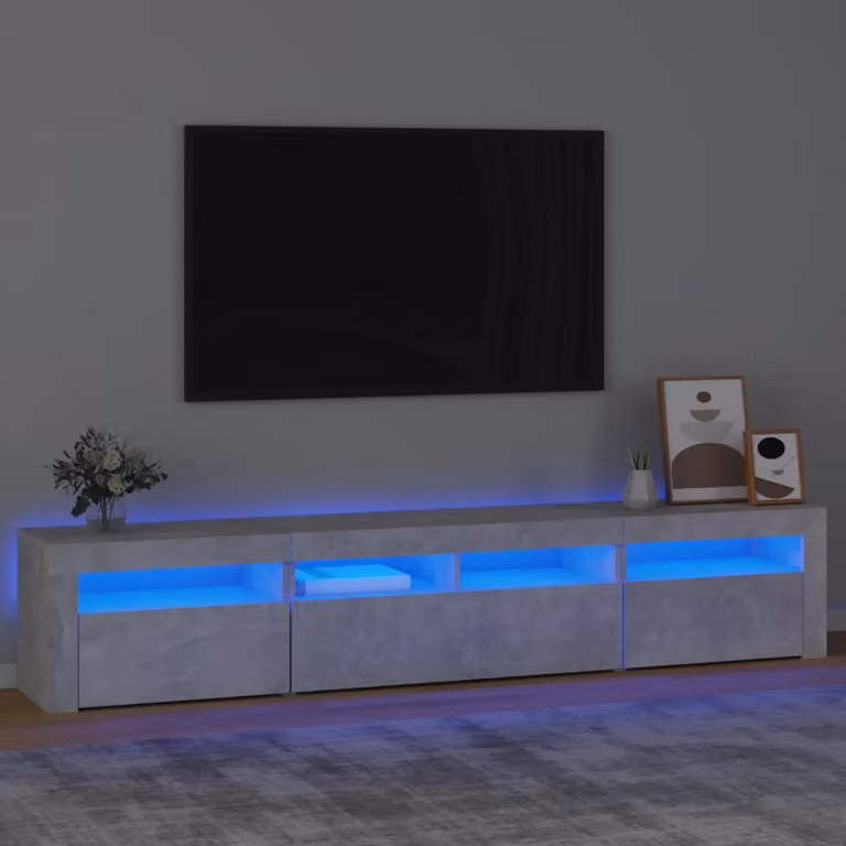 vidaXL Mobile Porta TV Moderno con Luci LED Integrate Grigio Cemento L: 210 cm, P: 35 cm, H: 40 cm