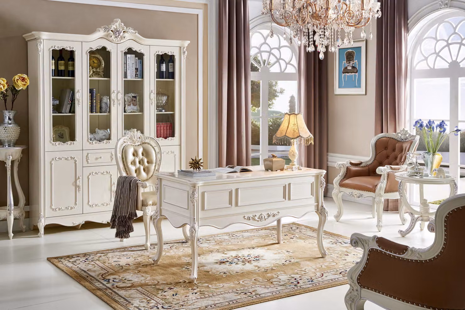Büroeinrichtung Arbeitszimmer Büro Möbel Tisch Schrank Stuhl 3tlg Set Garnitur