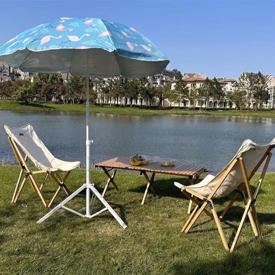 Parasole da spiaggia portatile con tasca - protezione UV UPF 50 e impermeabile al vento - per esterno e terrazzo