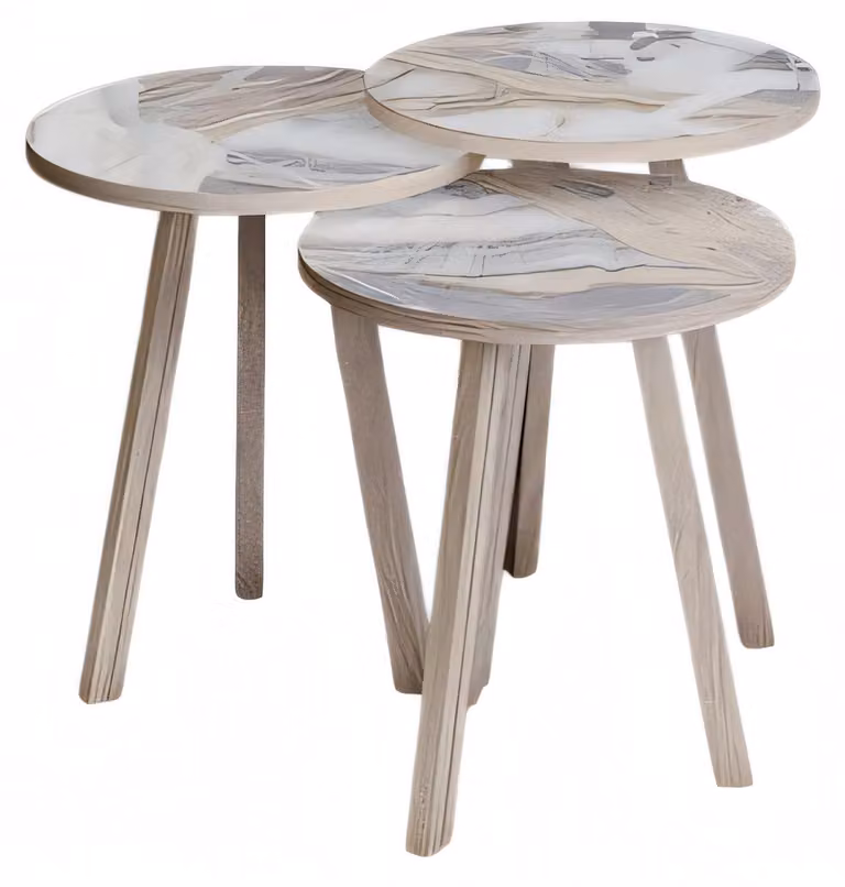 Elegantes Beiges Holz Couchtisch-Set im modernen Stil