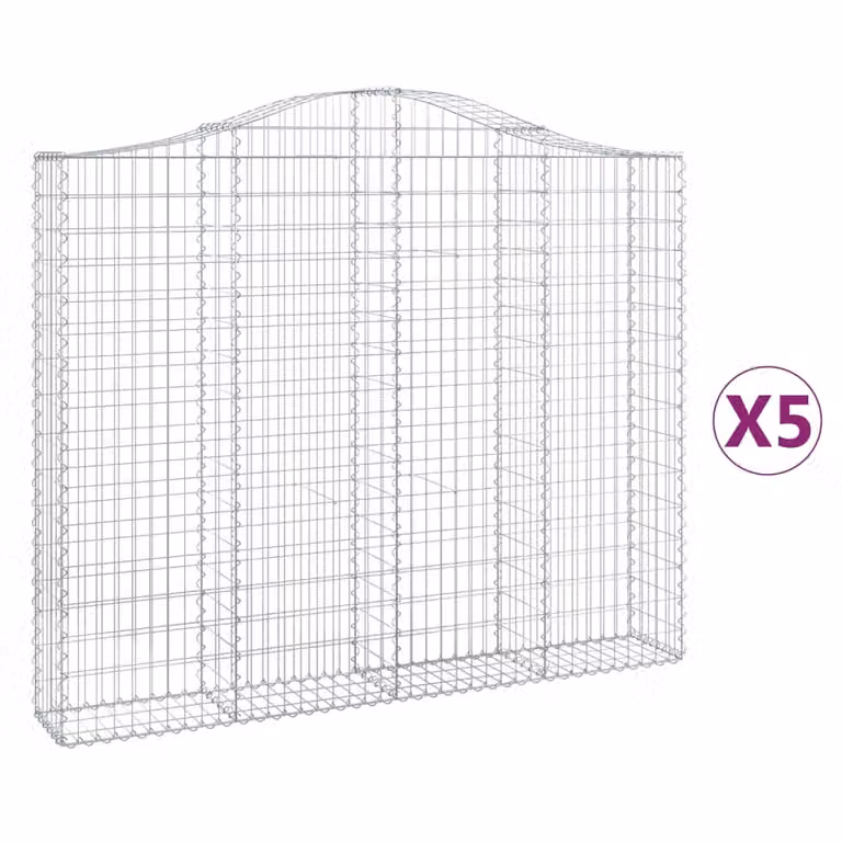 Cesti Gabbioni ad Arco 5 pz 200x30x160/180 cm Ferro Zincato