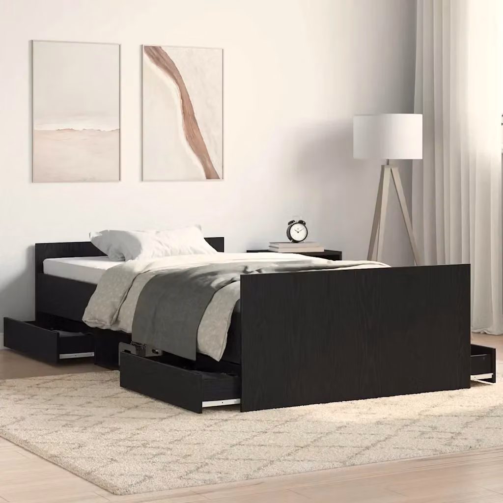 Letto singolo per adulti con cassetto Design In in colore nero, L/P/H: 203 x 103 x 50 cm – 2