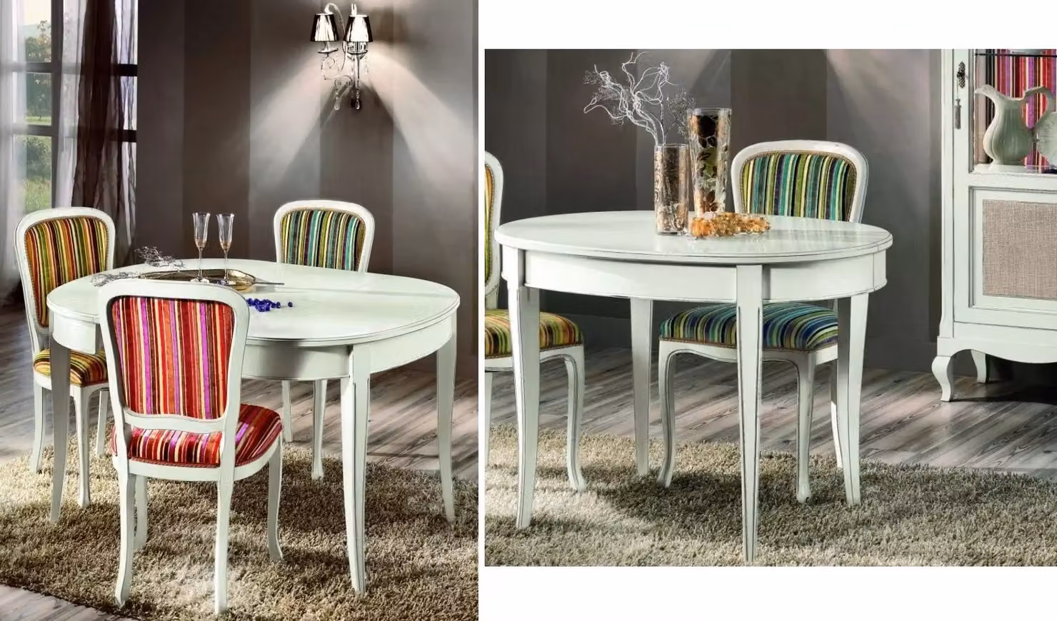 Tavolo ovale allungabile in legno bianco stile shabby Mobili 2G L: 110 cm, P: 80 cm, H: 79 cm – 3