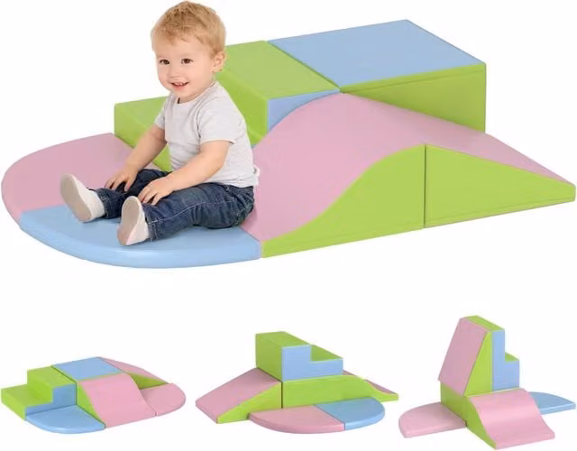Set 6 Pezzi Blocchi Motori Morbidi in Schiuma EPE per Bambini Percorso Gioco Psicomotricita Multicolore per Casa e Asilo