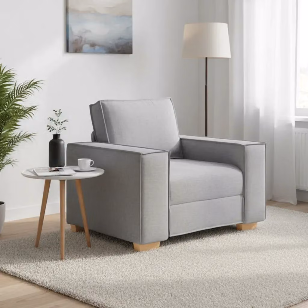 Poltrona Divano vidaXL Grigio Nuvola in Tessuto con Braccioli L: 100 cm, P: 78 cm, H: 84 cm