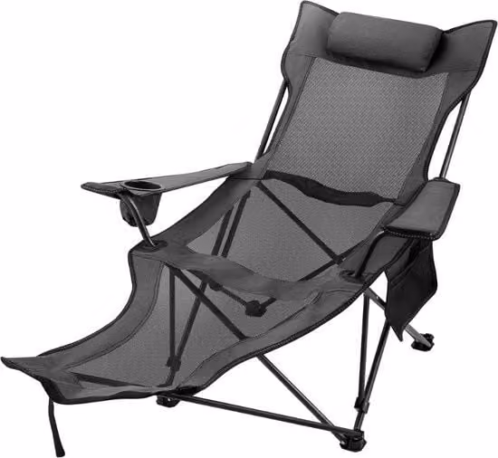 Sedile pieghevole Jemaison in tessuto textilene grigio per outdoor e giardino
