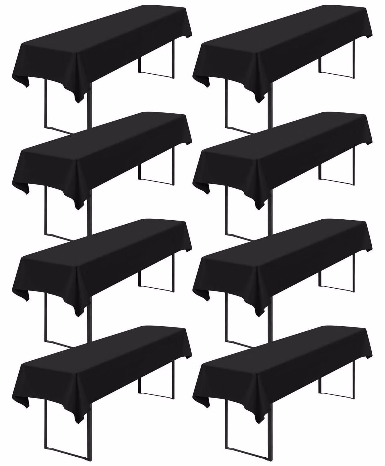 Tovaglioli per tavoli da birreria, confezione da 8, dimensioni 100x250 cm, colore nero, impermeabili, in poliestere