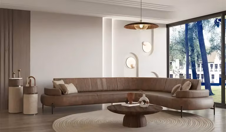 Luxus Ecksofa Stoffsofa Polstersofa L-Form Sofa Couch Braun Wohnzimmer