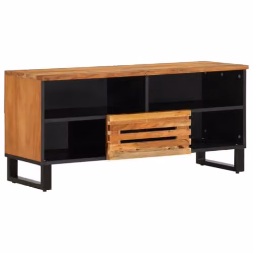 Helloshop26 Mobile TV industriale con ampio spazio 100 x 34 x 46 cm Atmosfera accogliente in legno di acacia massiccio 02_0047615