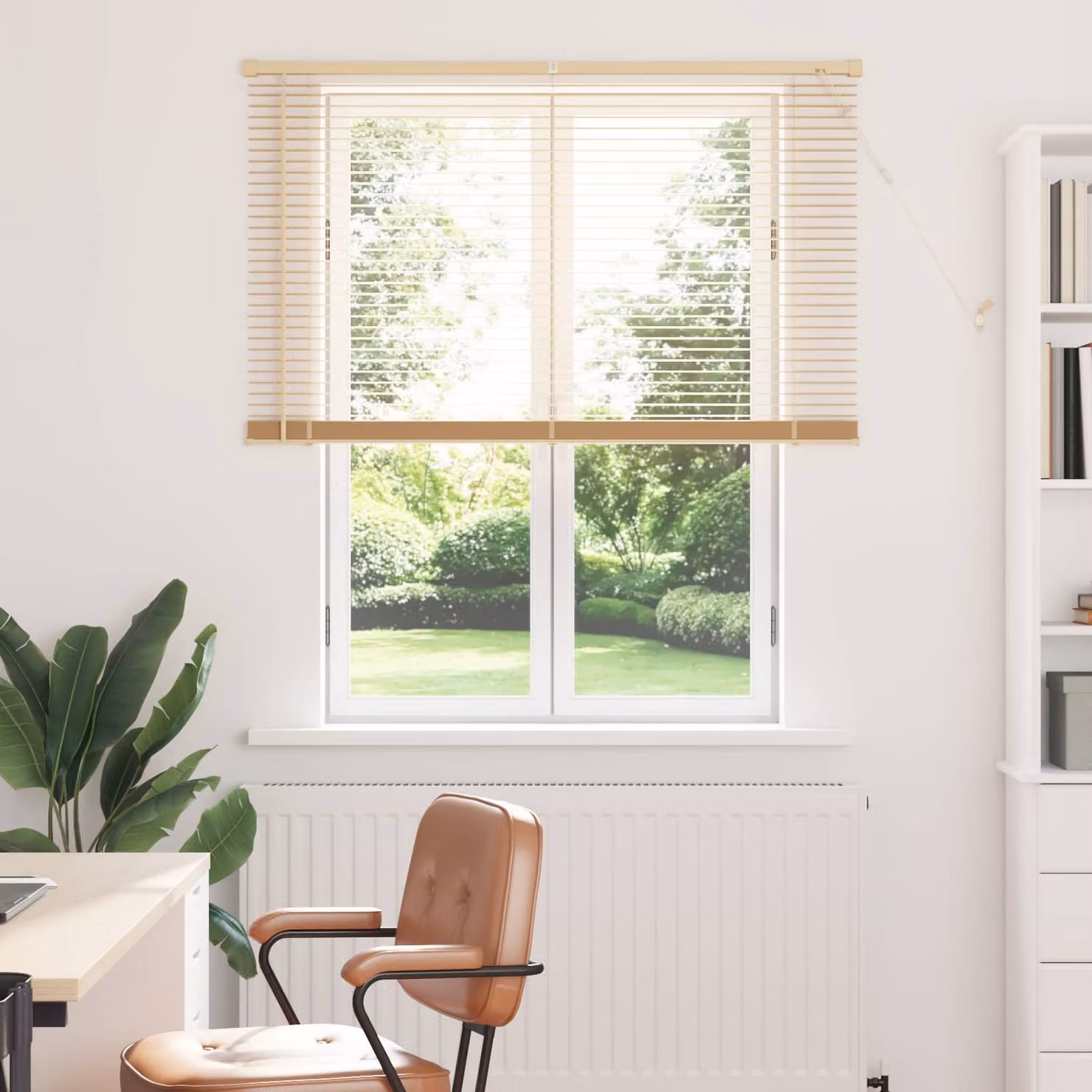 vidaXL Tenda Veneziana Semi-trasparente Marrone Chiaro e Beige L: 150 cm, H: 110 cm