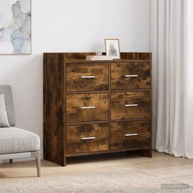 Credenza moderna vidaXL in legno MDF e metallo color rovere marrone L: 75 cm, P: 33 cm, H: 80 cm