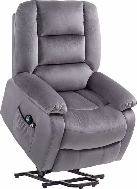 Poltrona Alzapersona Elettrica Reclinabile HOMCOM con Funzione Calore e Massaggio, Grigio Scuro