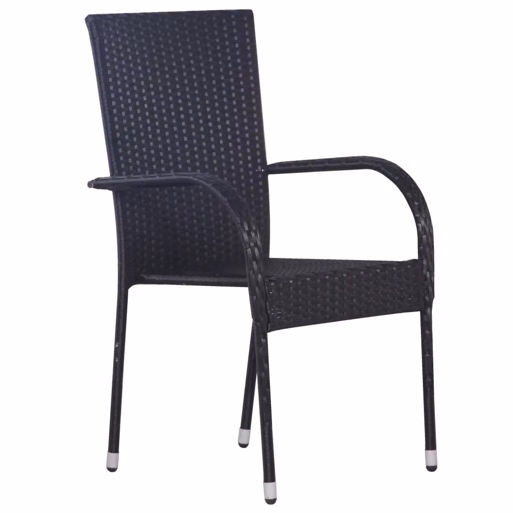 Set da giardino vidaXL in legno di acacia oliato e polyrattan nero composto da 3 pezzi