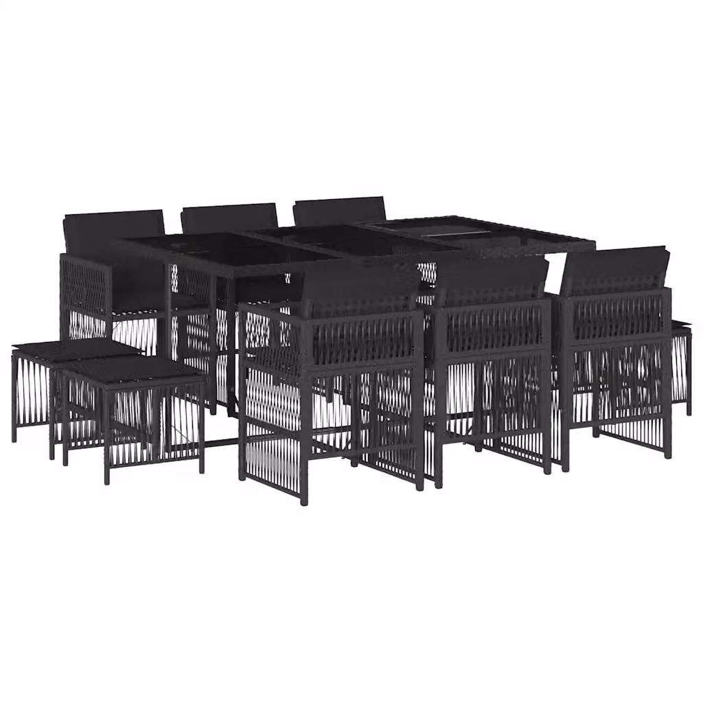 vidaXL Set da Pranzo da Giardino 11 pz in Polyrattan Nero con Piano in Vetro – 2