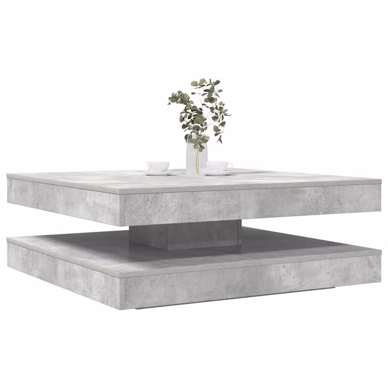 vidaXL Tavolino da Caffè Moderno con Piano Girevole a 360 Gradi Grigio L/P/H: 90 x 90 x 34,5 cm