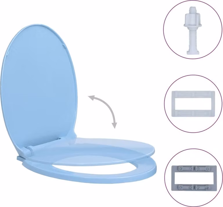 Tavoletta WC a Chiusura Ammortizzata Blu Ovale