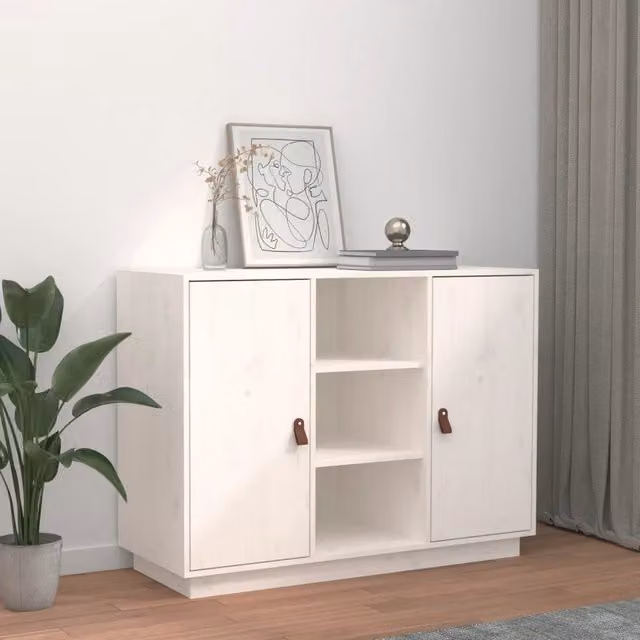 Credenza in legno massello di pino bianco stile rustico vidaXL L/P/H: 100 x 40 x 75 cm