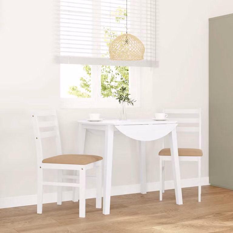 Set di 2 sedie da pranzo con cuscini vidaXL in legno di Hevea bianco e marrone