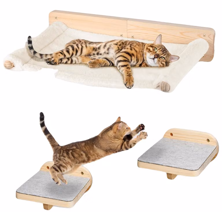 Pannello da parete per gatti, design a tre strati, facile da installare, BIANCO