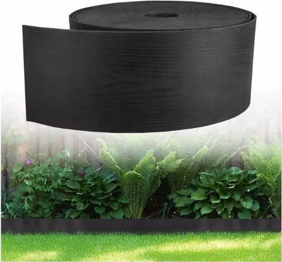 Delimitatore da giardino in plastica - Lunghezza 10 metri - Altezza 13 cm - Nero - Bordo da giardino - Recinzione - Delimitatore da giardino