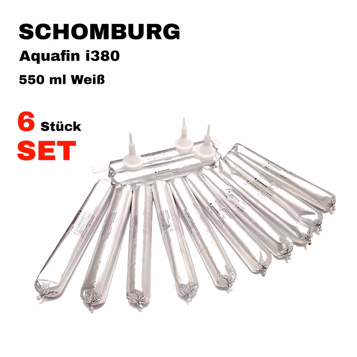 SET di 6 flaconi da 550 ml di Schomburg Aquafin i380, crema iniettabile per sigillatura e barriere orizzontali