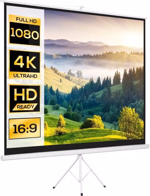 Telo per proiettore GIORDANOSHOP da 120 pollici in tessuto a rete bianco, formato 4:3, L: 244 cm, H: 183 cm