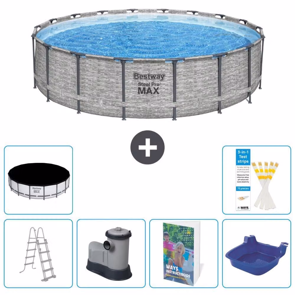 Piscina gonfiabile Bestway Steel Pro MAX, rotonda, 549x122 cm, composta da 5 parti, modello S662