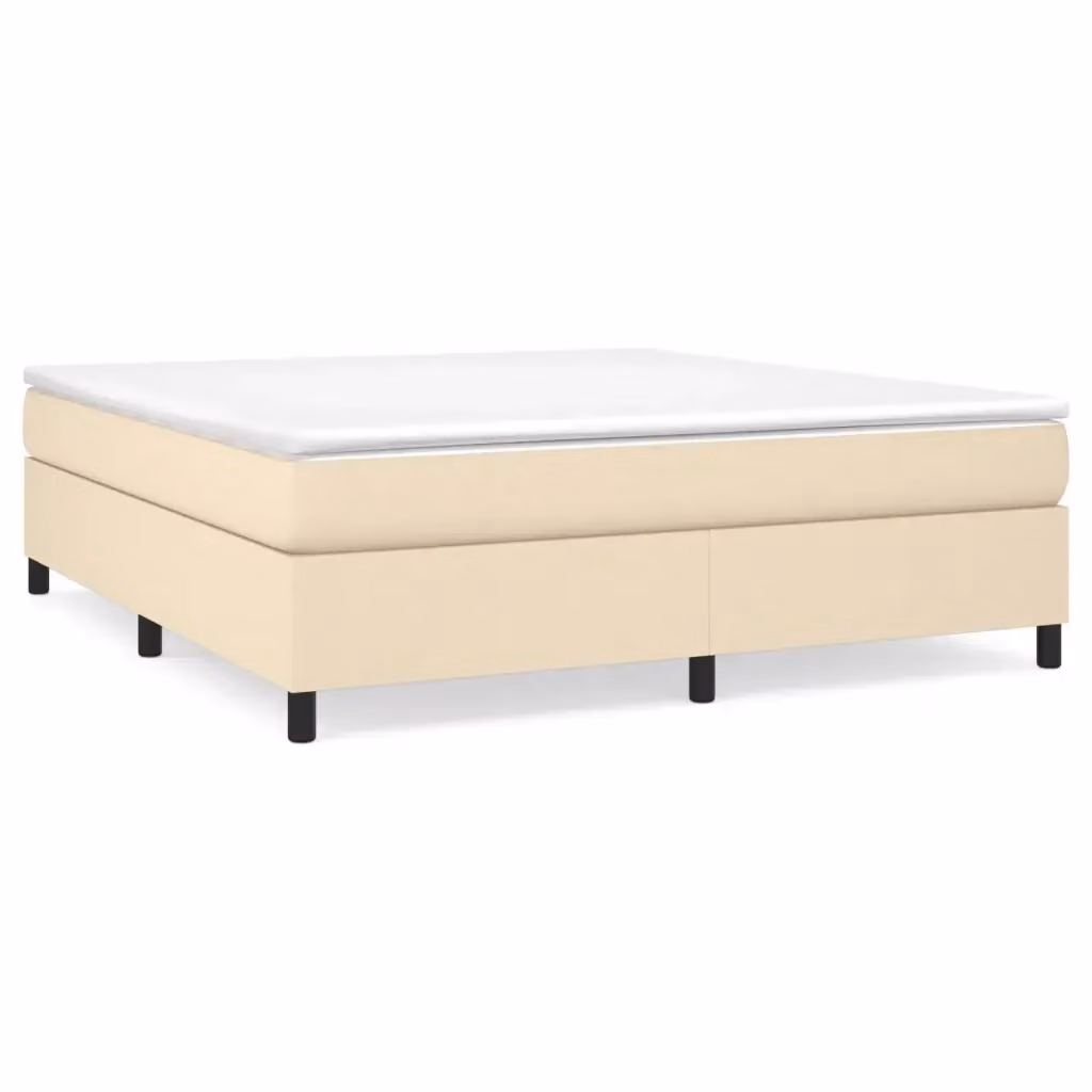 Letto Ibrido con Giroletto a Molle e Materasso vidaXL in Tessuto Beige e Bianco L/P: 180 x 200 cm – 2