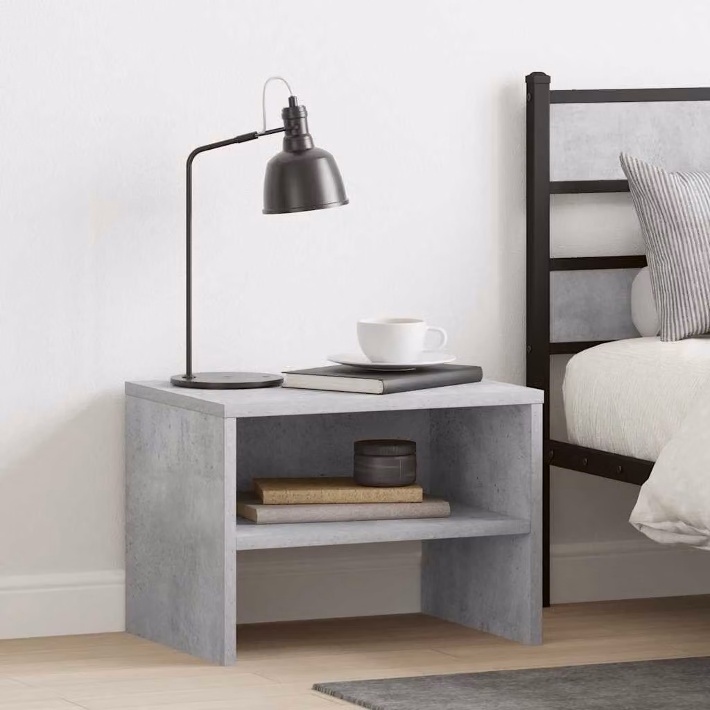 Comodino vidaXL in legno multistrato grigio cemento L 40 x P 30 x H 30 cm