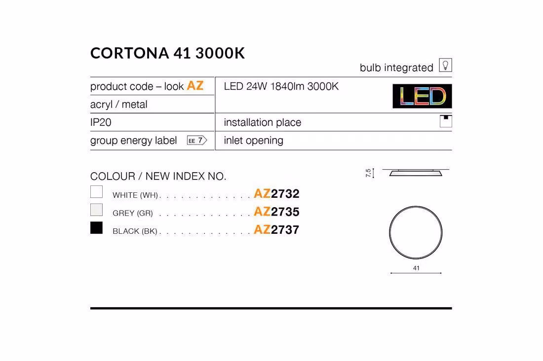 Plafon 3000K Cortona 41 AZ2735 Azzardo