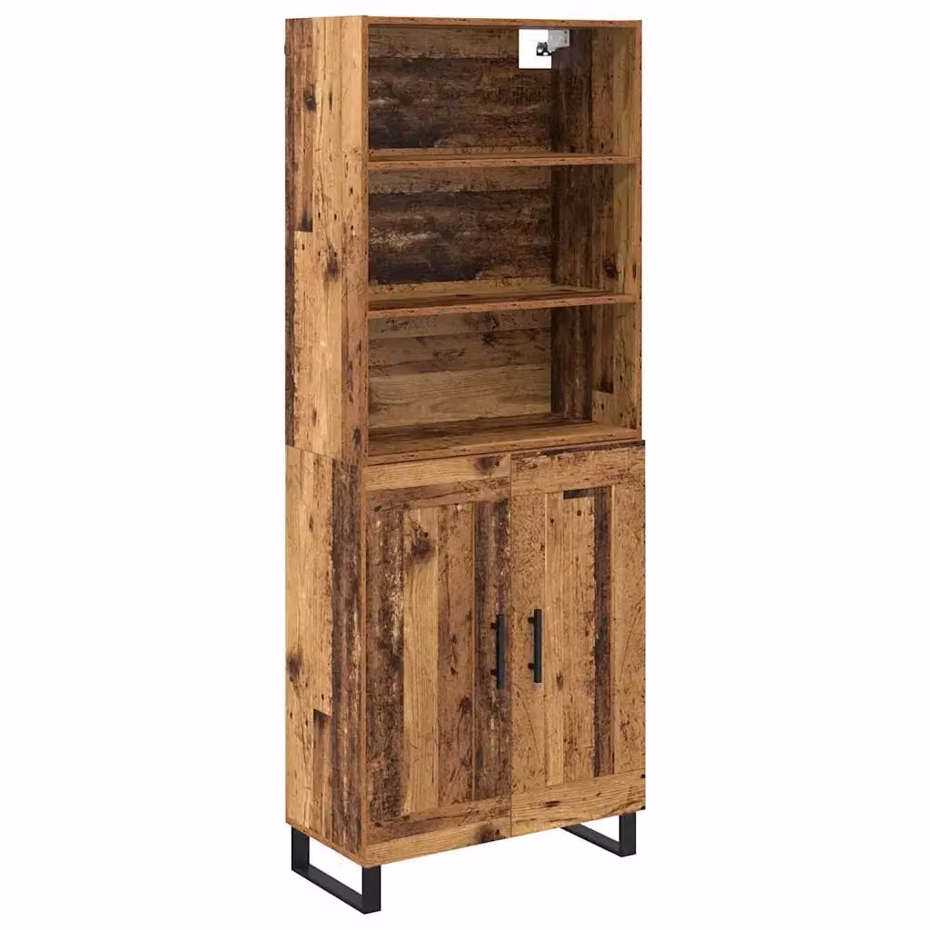 Set di 2 credenze vidaXL in legno vecchio e metallo, colore marrone, per cucina o soggiorno, L: 69,5 cm, P: 34 cm, H: 180 cm – 2