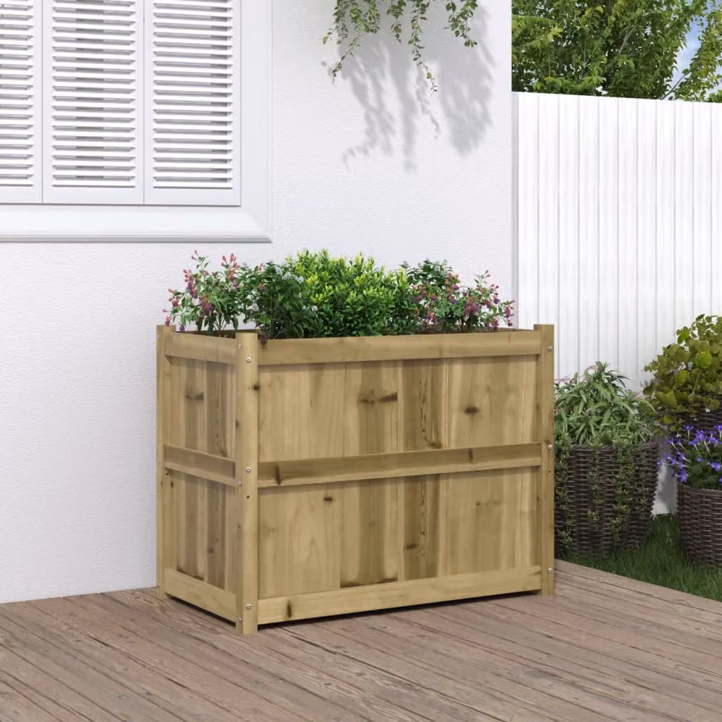 Fioriera da giardino vidaXL in legno di pino marrone L 90 cm, P 50 cm, H 70 cm