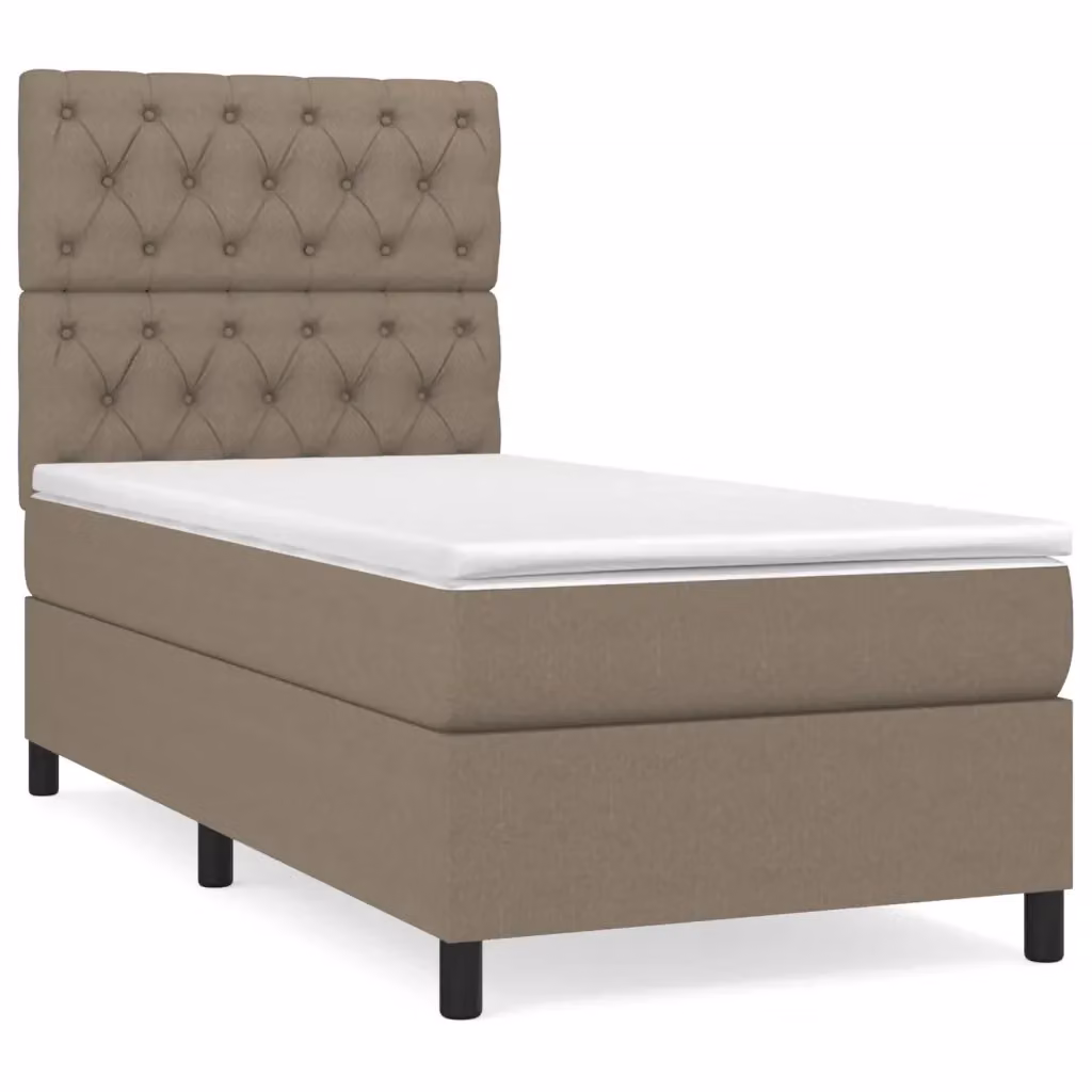 Letto Ibrido con Giroletto a Molle e Materasso vidaXL in Tessuto Beige e Bianco L/P/H: 200 x 80 x 31 cm – 2